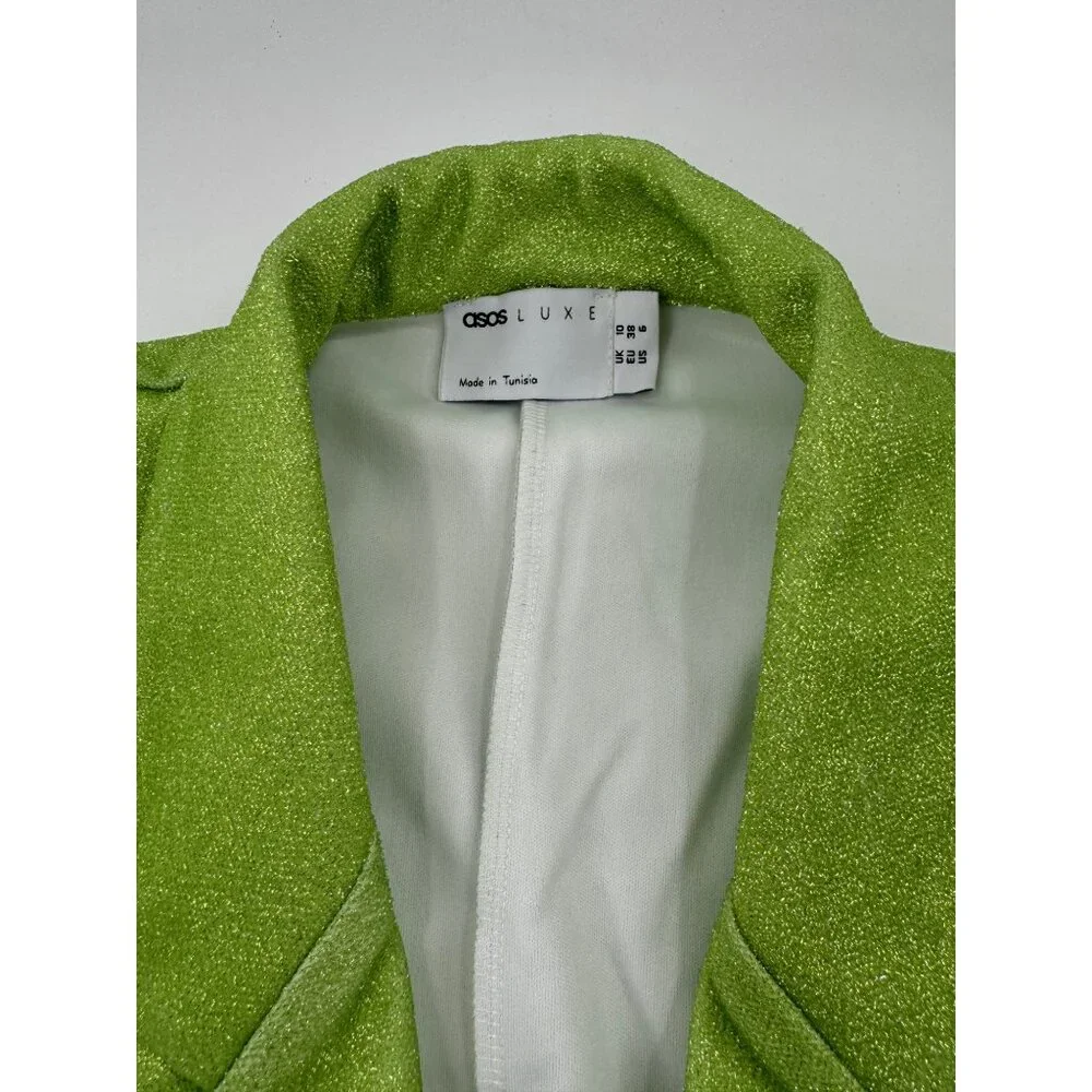NWT - ASOS Luxe Green Shimmer Blazer Jacket  Size M - Picture 3 of 11
